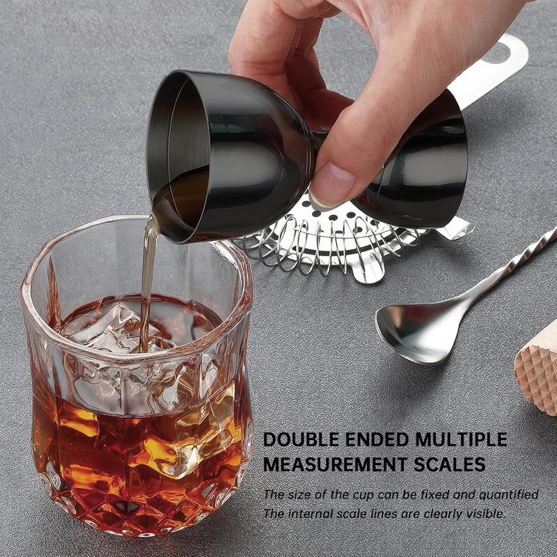 eispap 4Pcs Premium Bell Jigger for Bartending, Cocktail Jigger 2 OZ 1 OZ with Measurements Inside, Premium 304 Stainless Steel Shot Measure Double Jigger Bar (Black, 4 Pack) - Image 4
